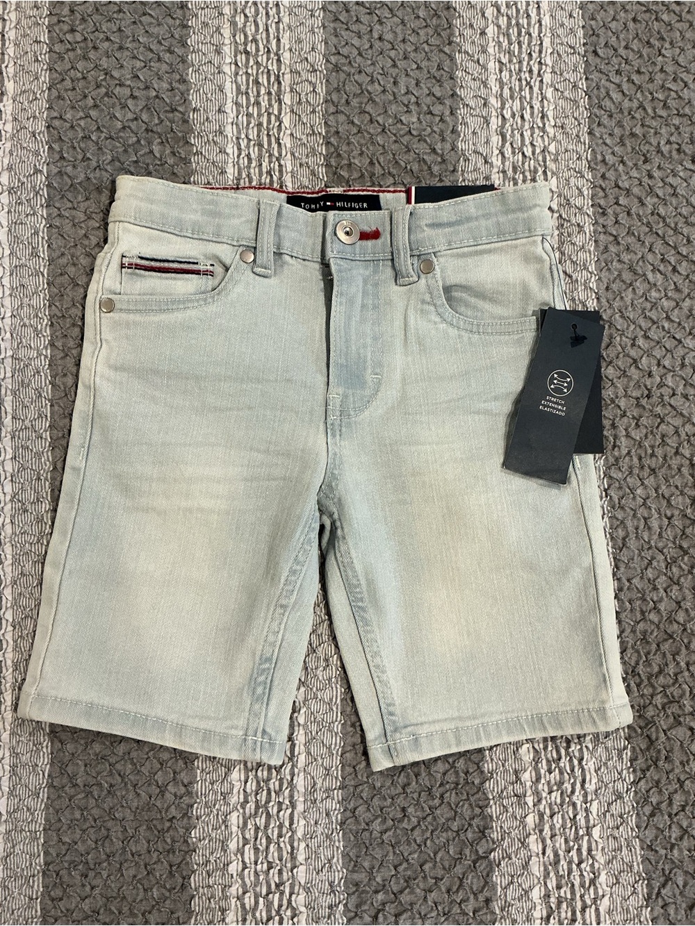 Tommy Hilfiger Light Blue Kids Denim Shorts with Signature Trim